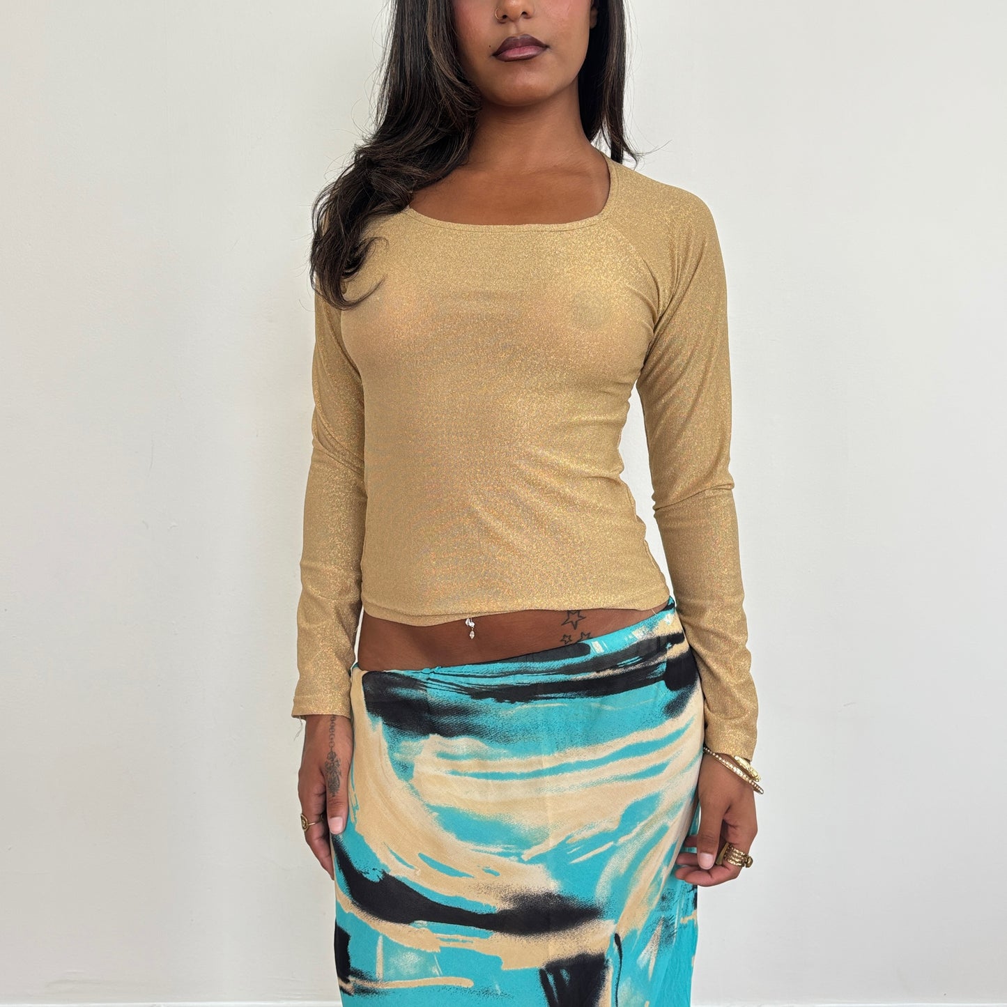 Italian gold sparkly top - S