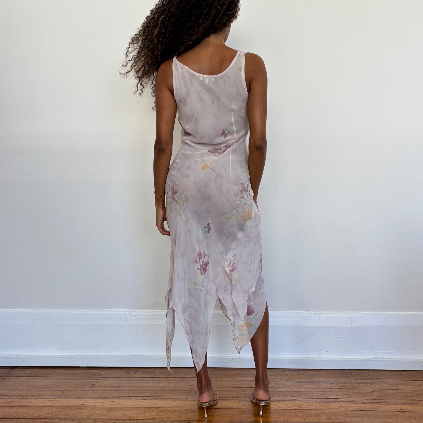 Italian floral asymmetric dress - S/M