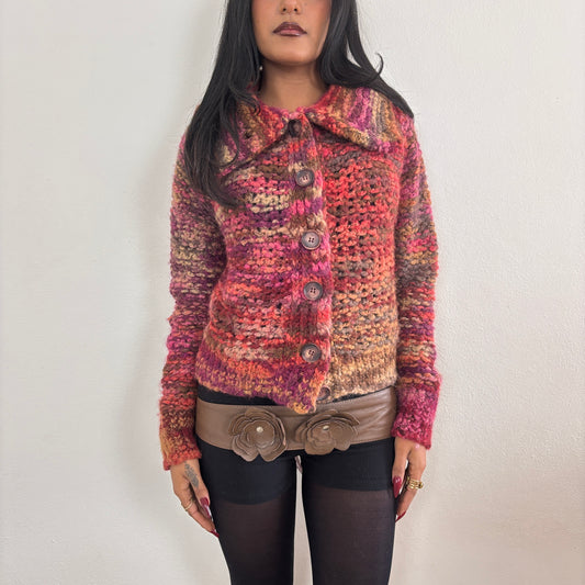 Colourful wool knit jumper - M