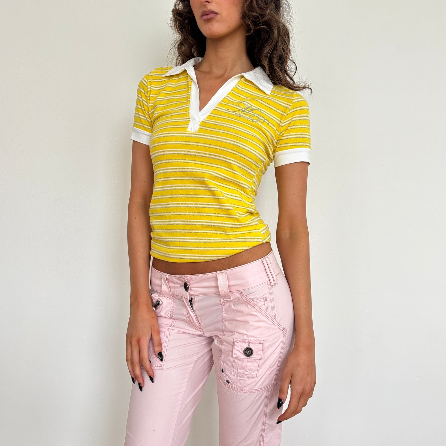 Italian yellow striped polo - S