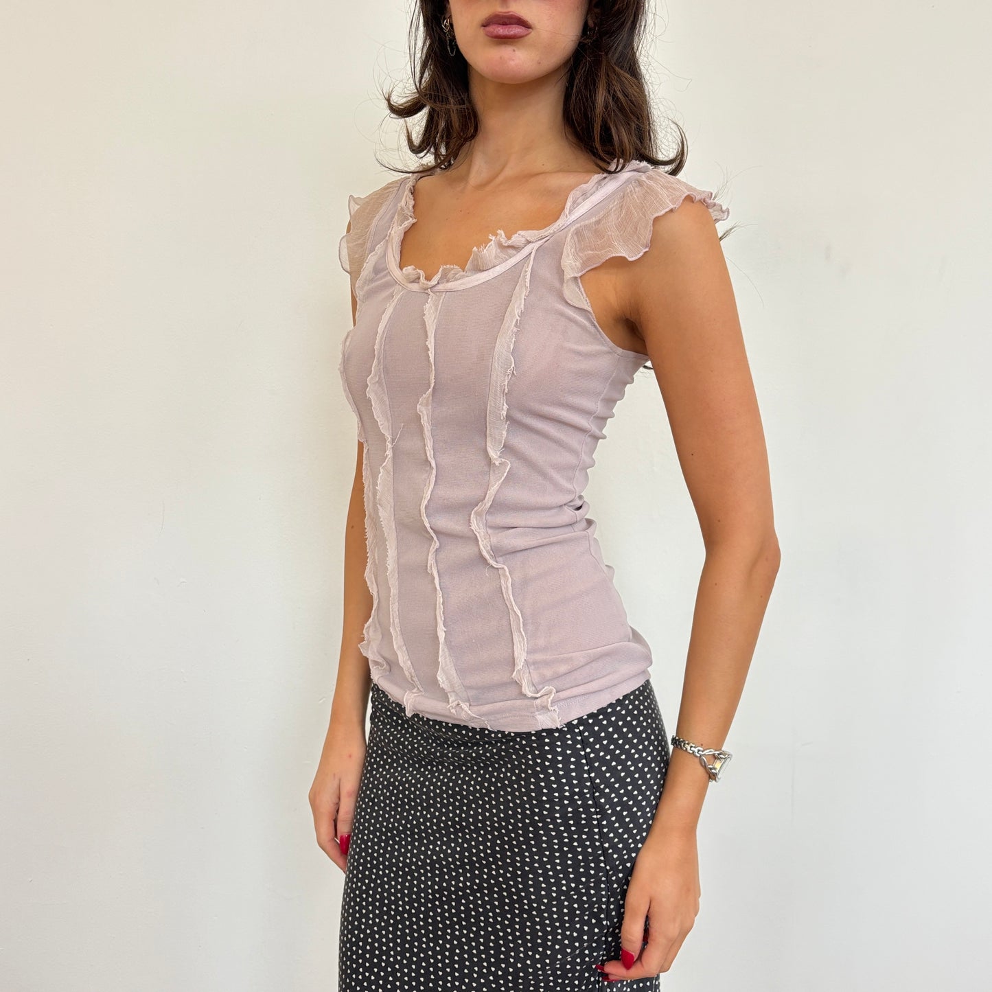 Silk ruffle top - S