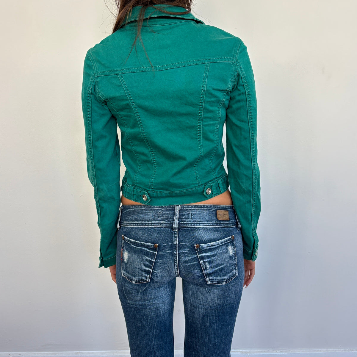Green denim jacket - S