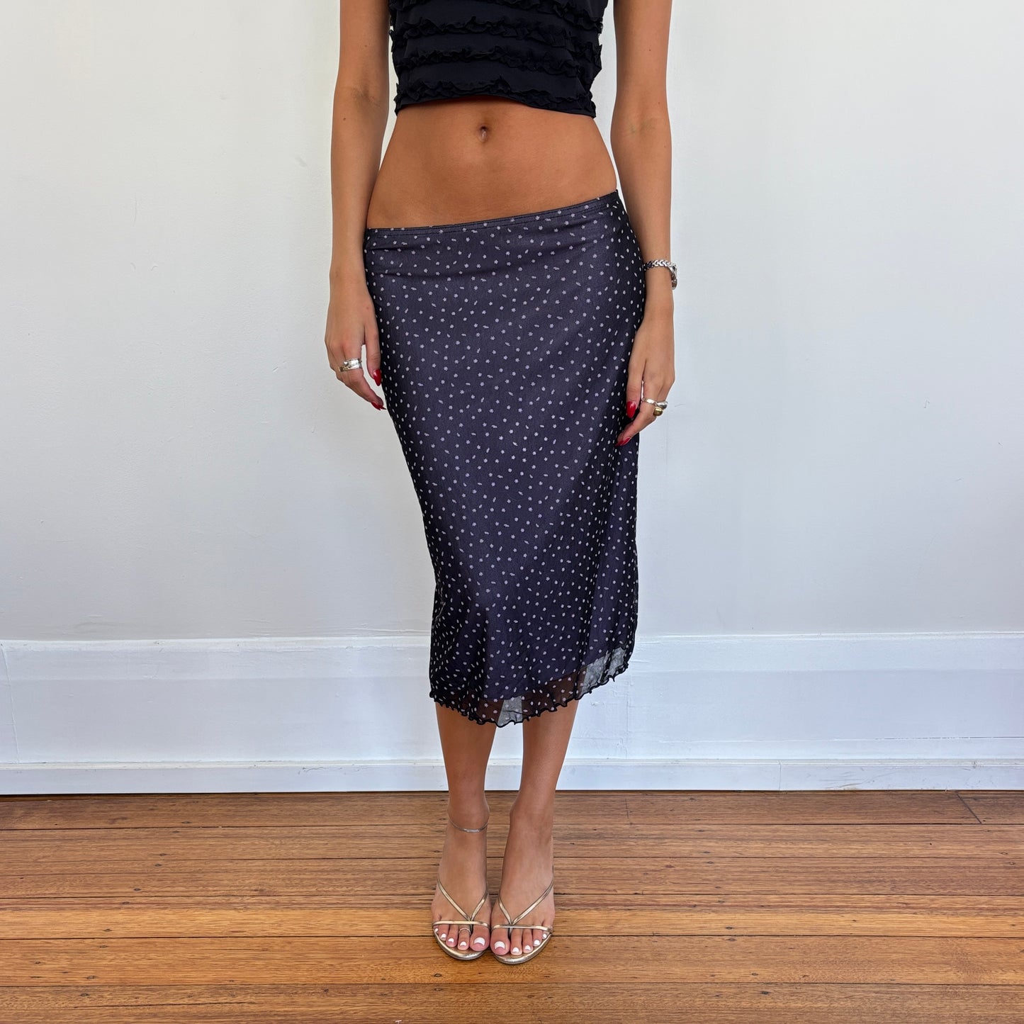 Italian floral mesh skirt - S/M