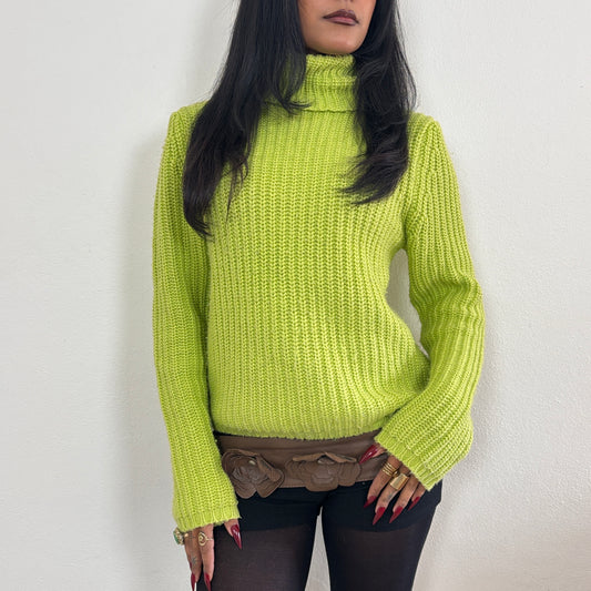 Green roll neck jumper - S/M
