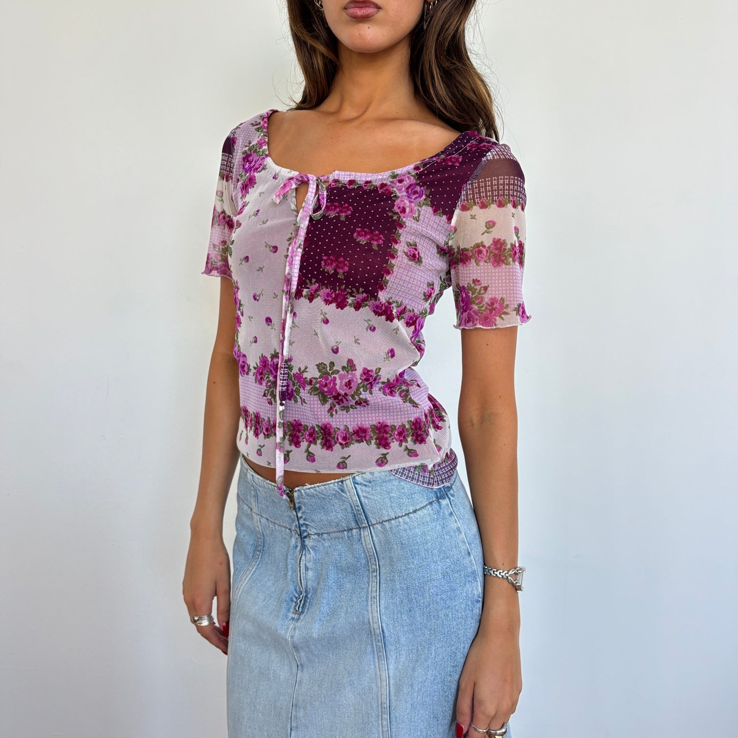 Italian floral mesh top - S/M