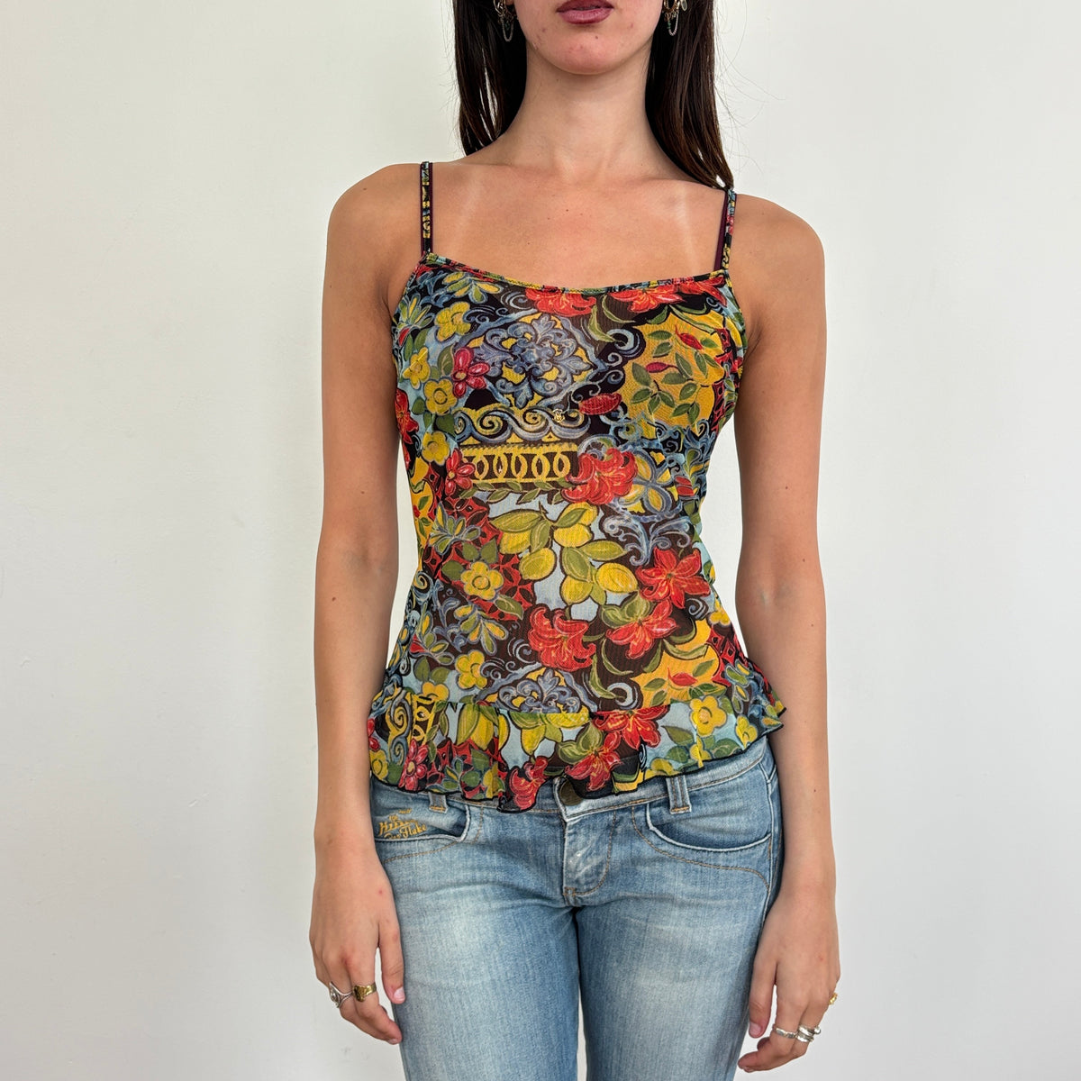 Italian graphic mesh cami - S/M