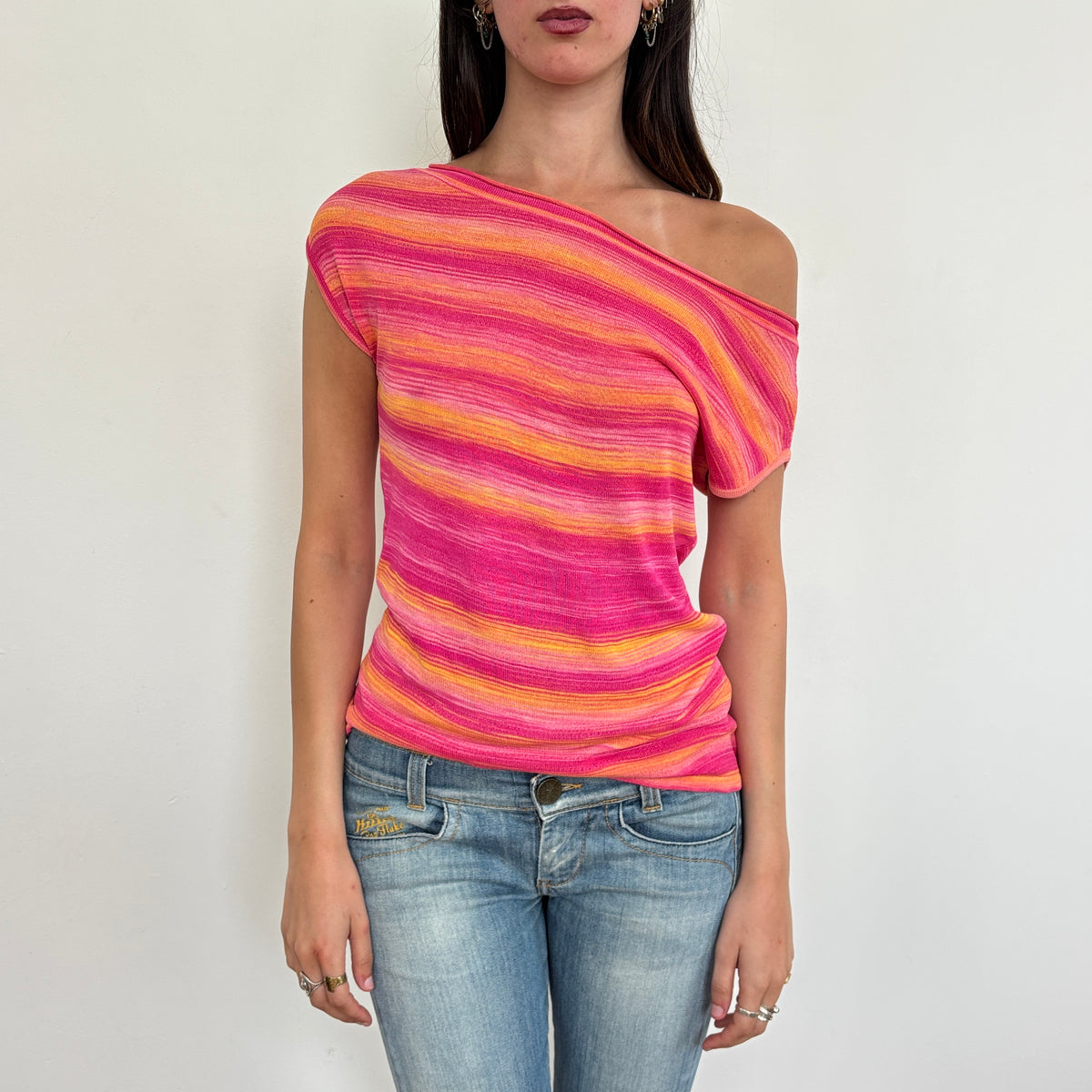 Striped slouchy top - OS