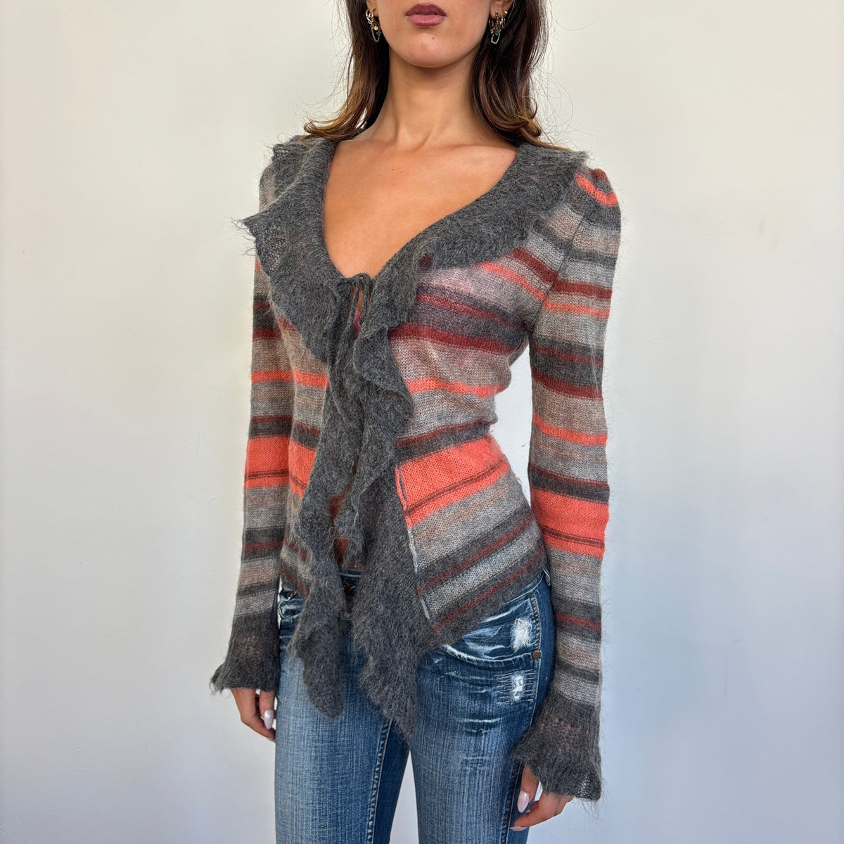 Italian striped ruffle knit - M/L