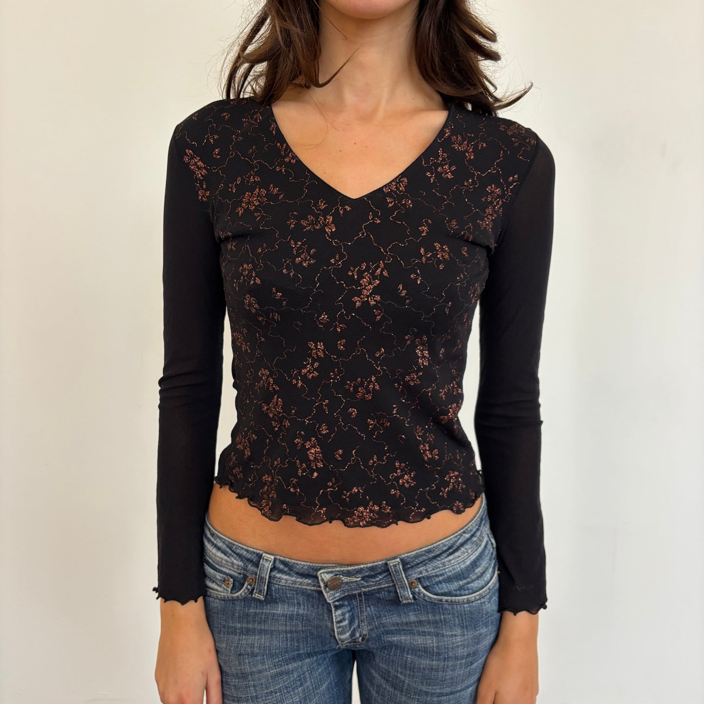 Italian sparkly mesh top - XS