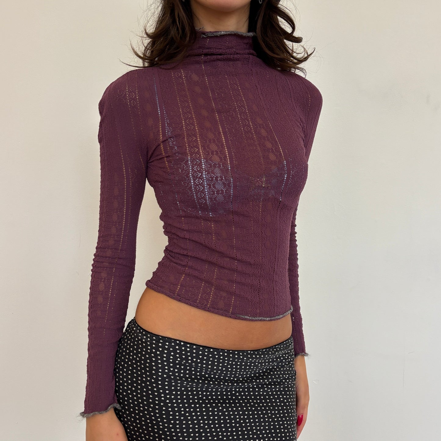 Purple lace long sleeve - XS