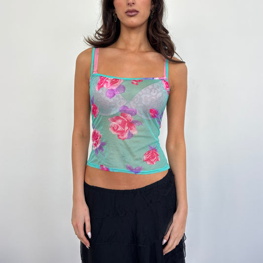 Italian aqua floral cami - M